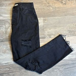 PacSun high rise straight black ripped jeans